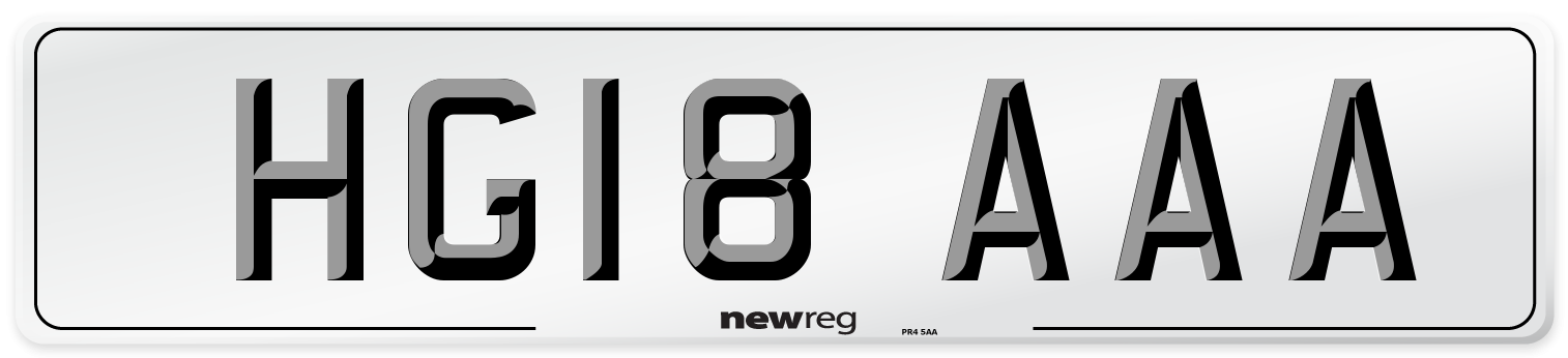 HG18 AAA Number Plate from New Reg